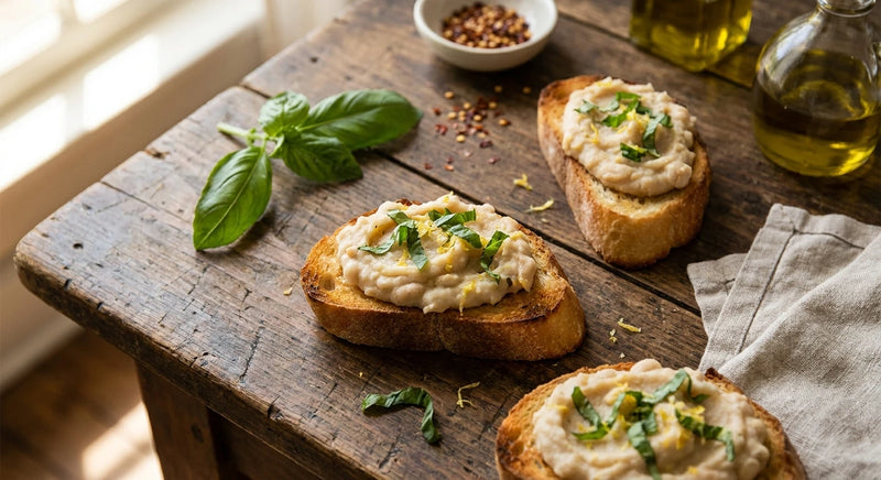 White Bean and Basil Bruschetta