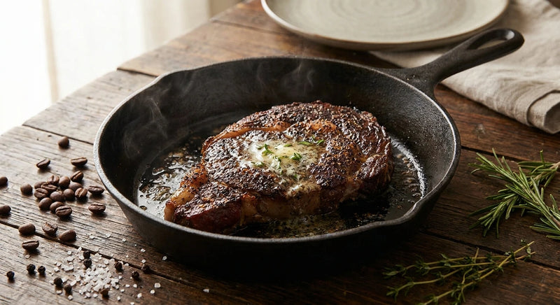 Coffee-Crusted Cast Iron Ribeye