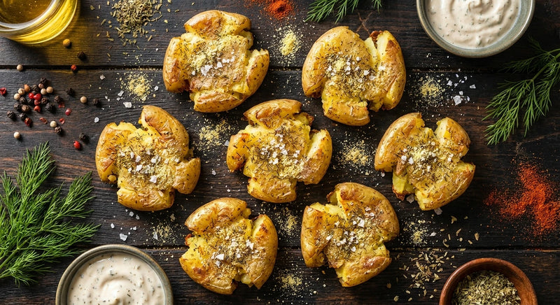 Pickle-Seasoned Smashed Potatoes