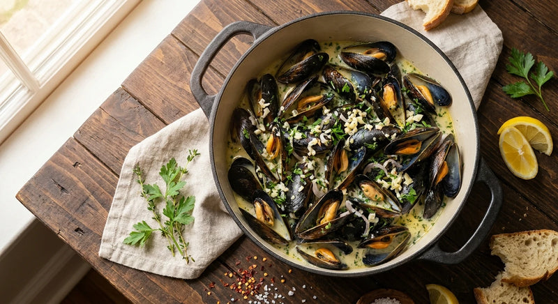 Shallot and White Wine Steamed Mussels