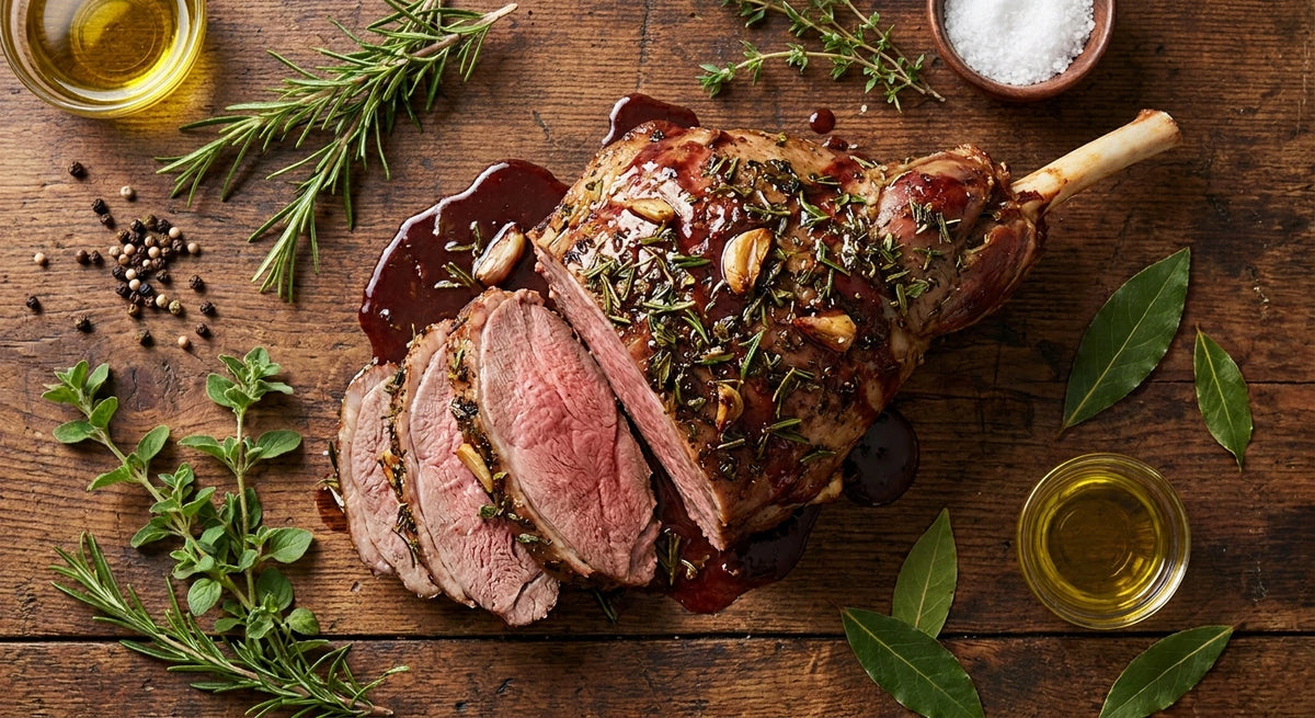 Greek Herb-Crusted Roast Lamb Leg