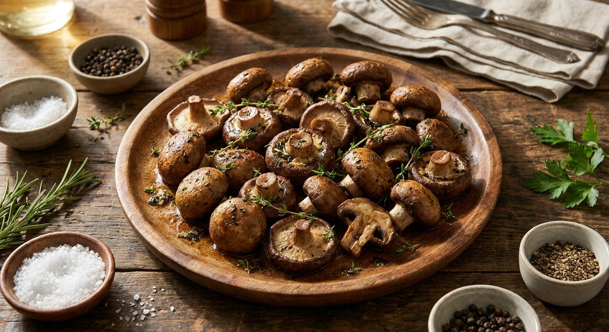 Black Garlic Butter Roasted Mushrooms