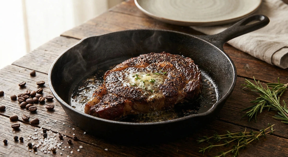 Coffee-Crusted Cast Iron Ribeye
