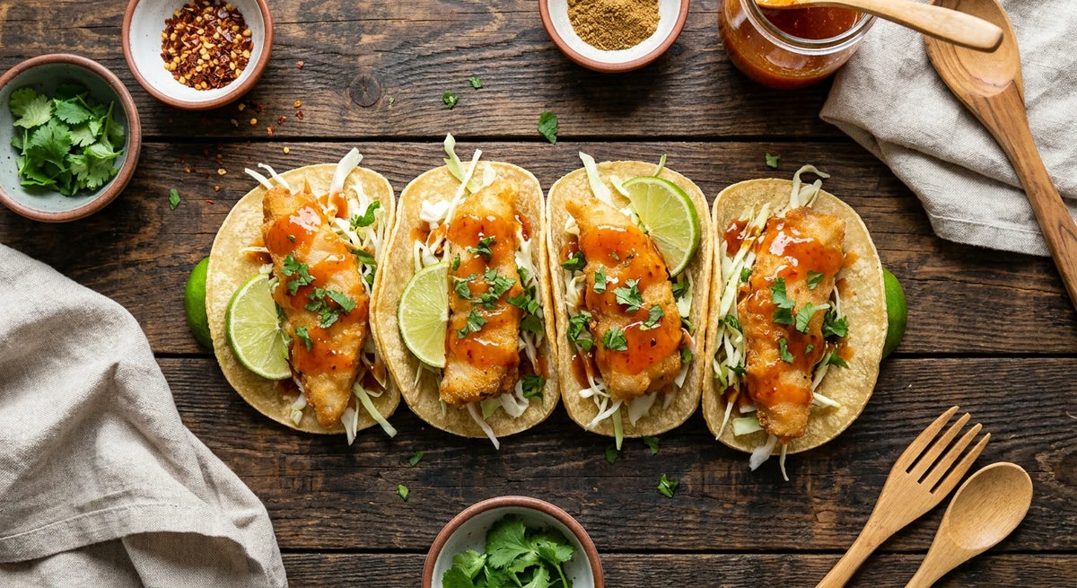 Honey Sriracha Lime Fish Tacos