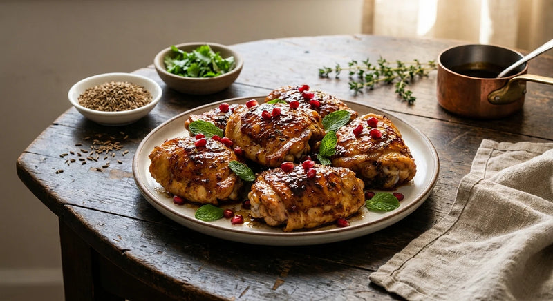 Pomegranate-Glazed Roasted Chicken Thighs