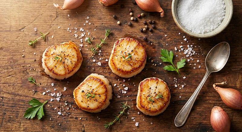 Shallot Salt Seared Scallops