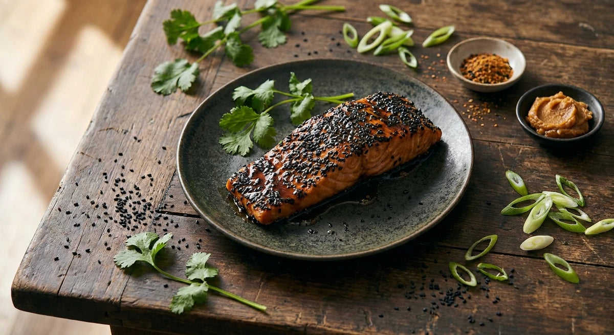 Black Sesame-Crusted Salmon with Miso Glaze