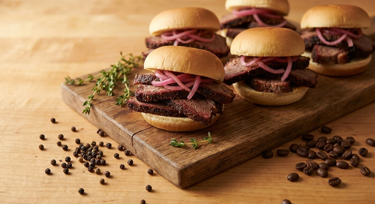 Tiger Tail Coffee-Rubbed Brisket Sliders